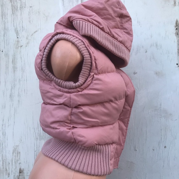 Pink playboy snow bunny puffer vest mauve jacket hoodie coat sexy vintage y2k - Picture 8 of 8